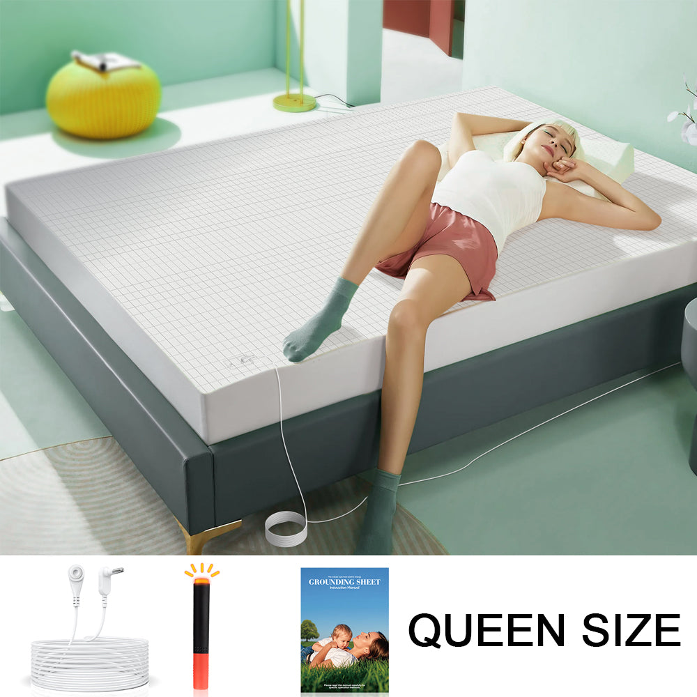 Astarexin Earthing Fitted Sheet, Organic Cotton Grounding Bed Sheet with Conductive Silver Fiber for Nature Wellness