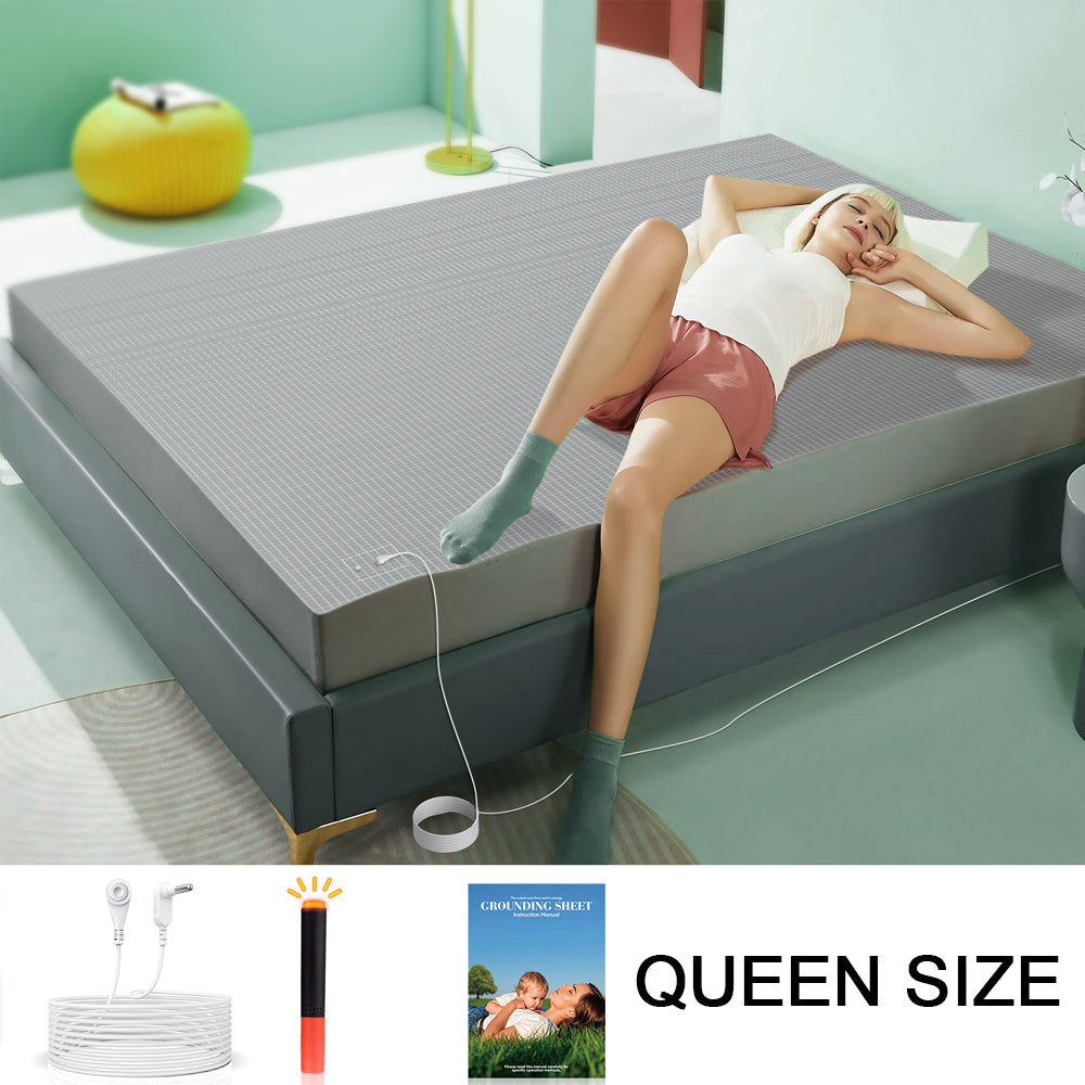 Astarexin Earthing Fitted Sheet, Organic Cotton Grounding Bed Sheet with Conductive Silver Fiber for Nature Wellness
