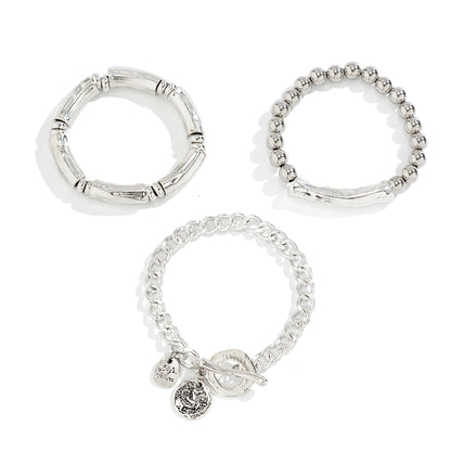 Stylish 4-Piece Vintage Coin Pendant Bracelets for Women, Unique Gothic Bangles for Trendy Couples and Friends