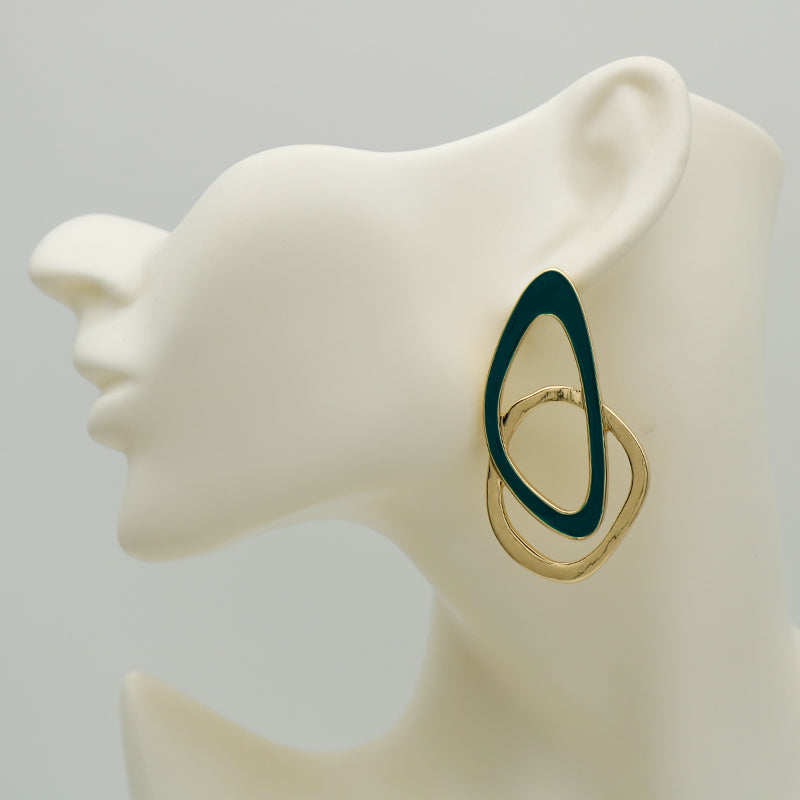 Asymmetric Metal Post Earrings For Women Enamel Fashion Jewelry Trendy Design New Styles