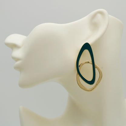 Asymmetric Metal Post Earrings For Women Enamel Fashion Jewelry Trendy Design New Styles