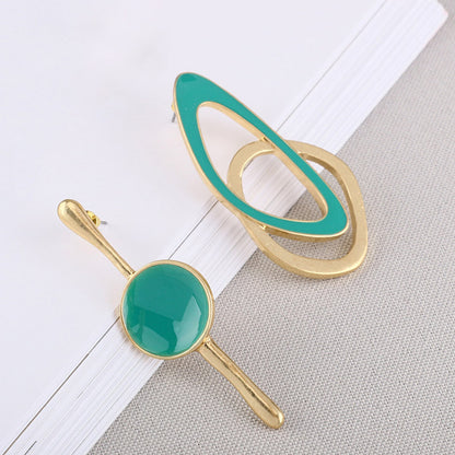 Asymmetric Metal Post Earrings For Women Enamel Fashion Jewelry Trendy Design New Styles