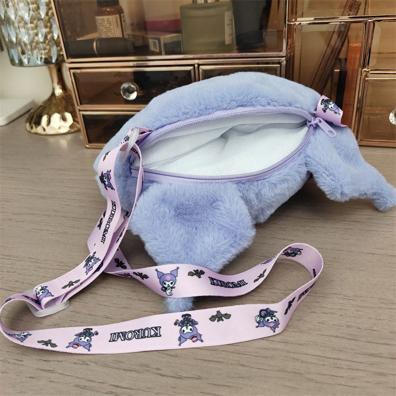Sanrio Plush Cinnamoroll & Kuromi Women Tote Handbag, Kawaii Fashion Female Messenger Bag & Shoulder Purse for Girls