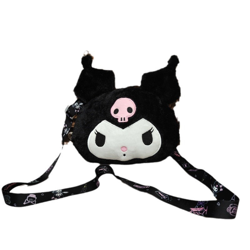 Sanrio Plush Cinnamoroll & Kuromi Women Tote Handbag, Kawaii Fashion Female Messenger Bag & Shoulder Purse for Girls