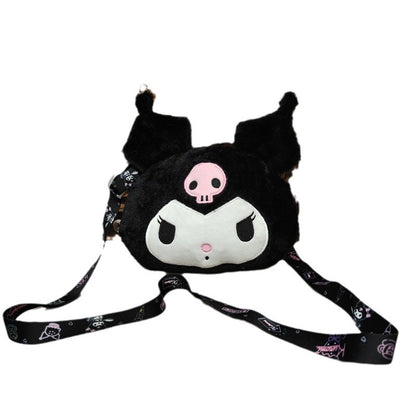 Sanrio Plush Cinnamoroll & Kuromi Women Tote Handbag, Kawaii Fashion Female Messenger Bag & Shoulder Purse for Girls