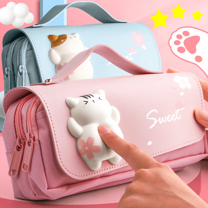 3D Kawaii Pencil Case Girls Waterproof Decompression Pen Pouch, Aesthetic School Organizer Box, Back to School Gift