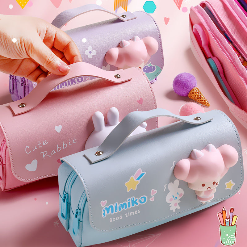 3D Kawaii Pencil Case Girls Waterproof Decompression Pen Pouch, Aesthetic School Organizer Box, Back to School Gift