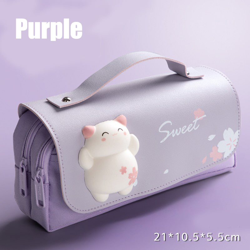 3D Kawaii Pencil Case Girls Waterproof Decompression Pen Pouch, Aesthetic School Organizer Box, Back to School Gift