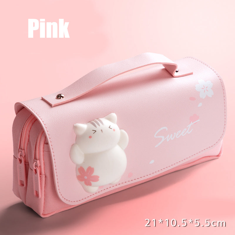 3D Kawaii Pencil Case Girls Waterproof Decompression Pen Pouch, Aesthetic School Organizer Box, Back to School Gift