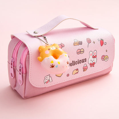 3D Kawaii Pencil Case Girls Waterproof Decompression Pen Pouch, Aesthetic School Organizer Box, Back to School Gift
