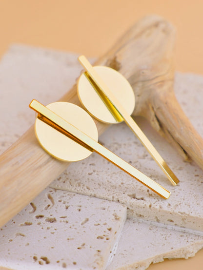 Personalized Round Strip Earrings Set, European & American Style Hoop & Stud Pair, Trendy Womens Jewelry