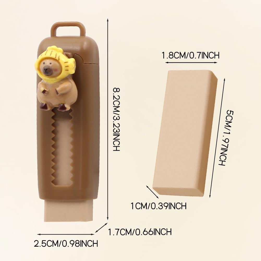 Capybara Erasers Set Cartoon Design Retractable Eraser For Drawing Exams Kids Students Back To Scho 3