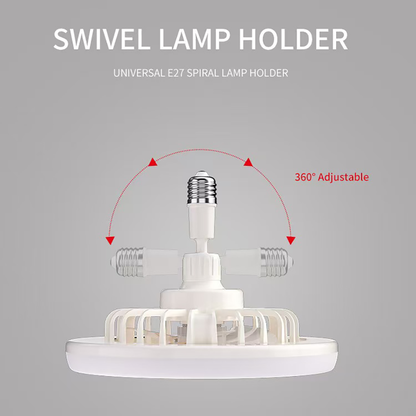 Rotatable 3in1 Ceiling Fan with Remote Control Adjustable Lighting Lamp, E27 Converter Base for Bedroom & Living Room
