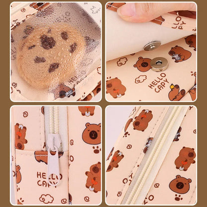 Capybara Multi-Layer Large Capacity Pencil Case, Cute Cartoon Stationery Organizer, Pen Pouch Back to School Gift
