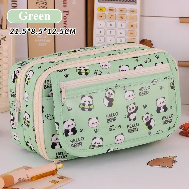 Capybara Multi-Layer Large Capacity Pencil Case, Cute Cartoon Stationery Organizer, Pen Pouch Back to School Gift