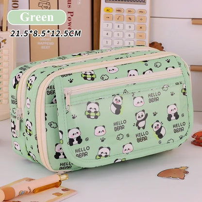 Capybara Multi-Layer Large Capacity Pencil Case, Cute Cartoon Stationery Organizer, Pen Pouch Back to School Gift