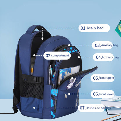 Children School Bags Kids Backpack for Boys Astronaut Theme, Waterproof Primary Book Bag, Back to School Gift