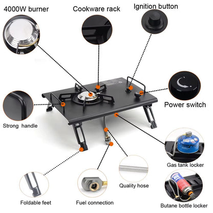 TrailFlex IGT Folding Camp Table With Removable Gas Stove Slot 4