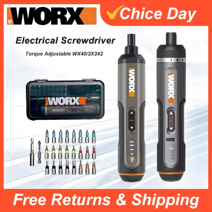 Worx WX242 Smart Cordless Electric Screwdriver Kit – 30-Bit USB Rechargeable Set