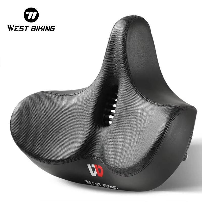 WEST BIKING Ergonomic Wide Padded Bike Saddle for Mountain and E-Bikes