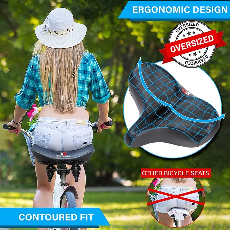 WEST BIKING Ergonomic Wide Padded Bike Saddle For Mountain And EBikes 3