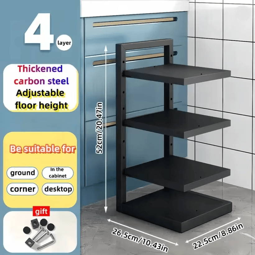 Adjustarack Multi Layer Adjustable Pot Rack Organizer Stainless Steel Kitchen Pot Storage Rack 9
