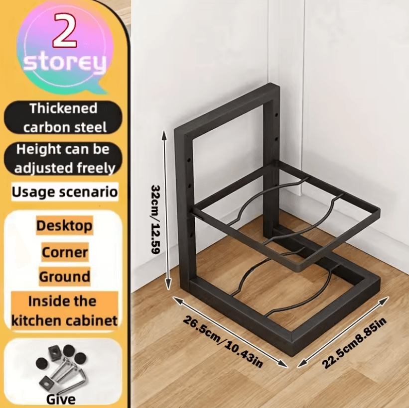 Adjustarack Multi Layer Adjustable Pot Rack Organizer Stainless Steel Kitchen Pot Storage Rack 2