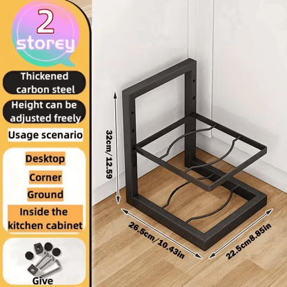 Adjustarack Multi Layer Adjustable Pot Rack Organizer Stainless Steel Kitchen Pot Storage Rack 2
