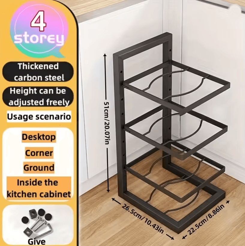 Adjustarack Multi Layer Adjustable Pot Rack Organizer Stainless Steel Kitchen Pot Storage Rack 4
