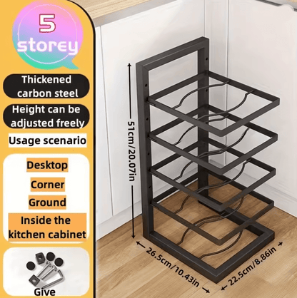 Adjustarack Multi Layer Adjustable Pot Rack Organizer Stainless Steel Kitchen Pot Storage Rack 7