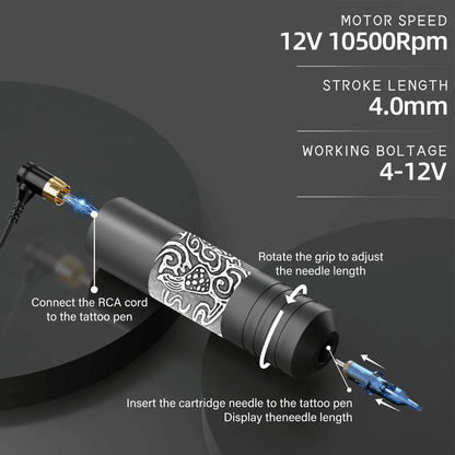 Poseidon Wireless Tattoo Pen Kit Professional Rotary Tattoo Machine Kit For Permanent Makeup And Bo 1