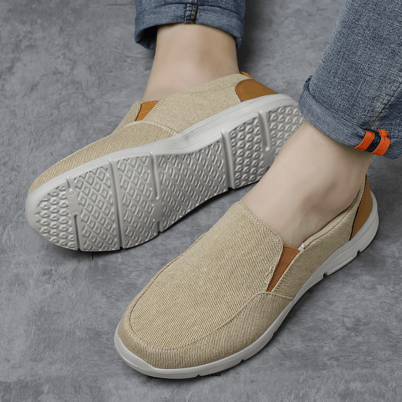AppleTrail Mens Breathable Canvas Slip On Sneakers Lightweight Outdoor Loafers