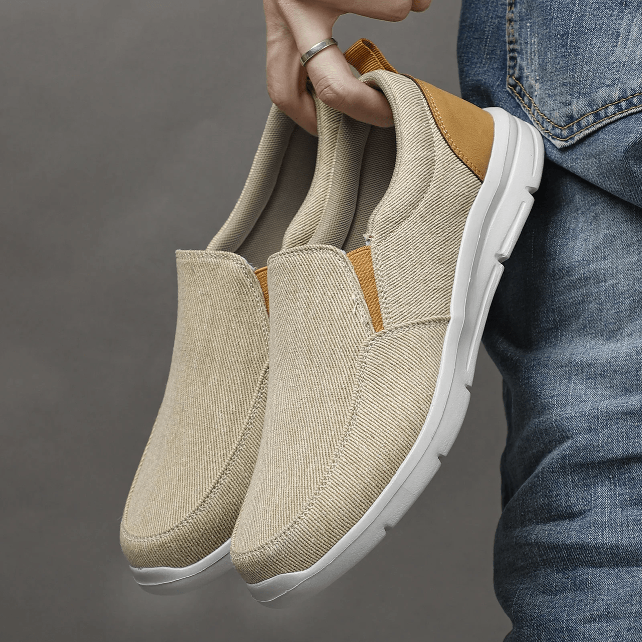 AppleTrail Mens Breathable Canvas Slip On Sneakers Lightweight Outdoor Loafers 2