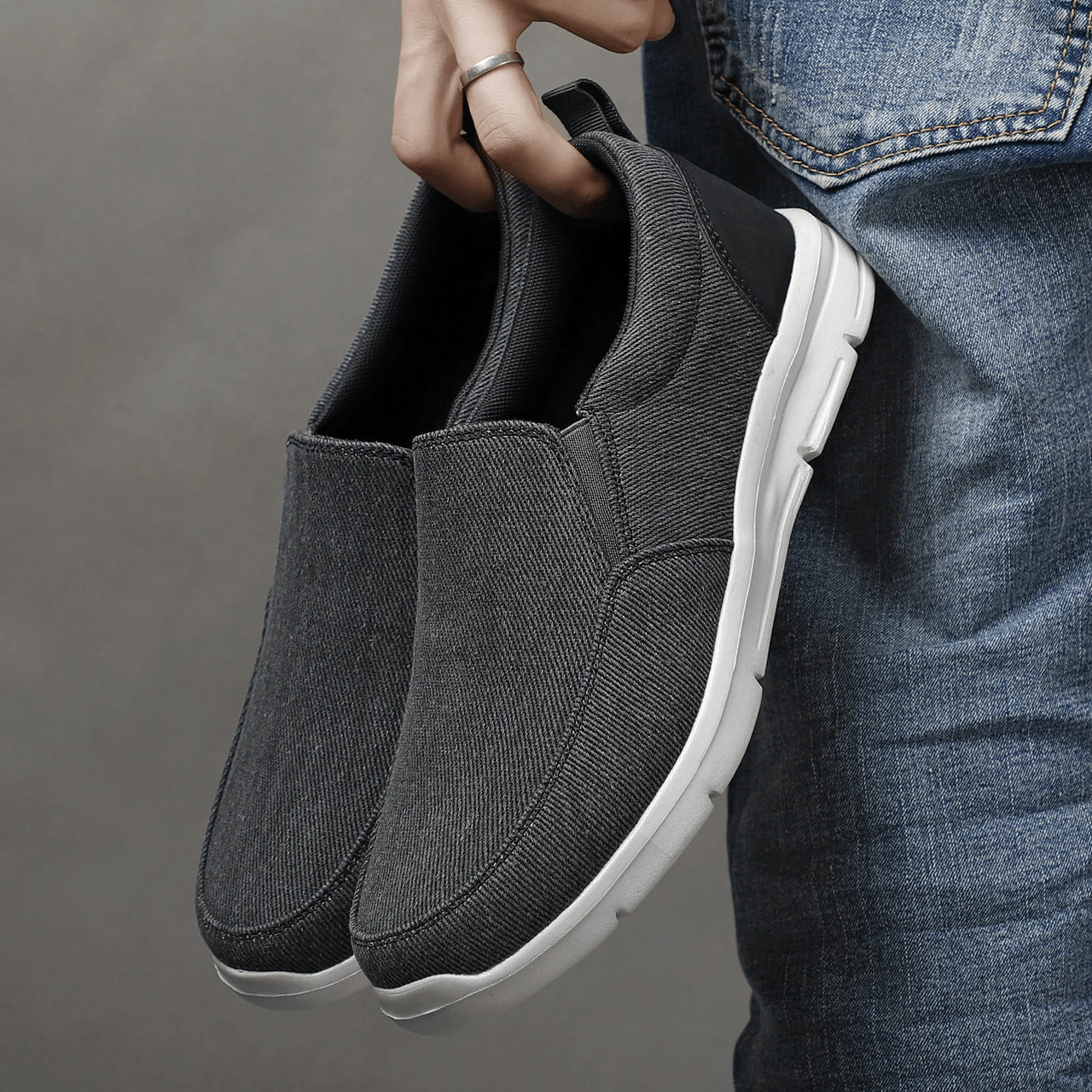 AppleTrail Mens Breathable Canvas Slip On Sneakers Lightweight Outdoor Loafers 3