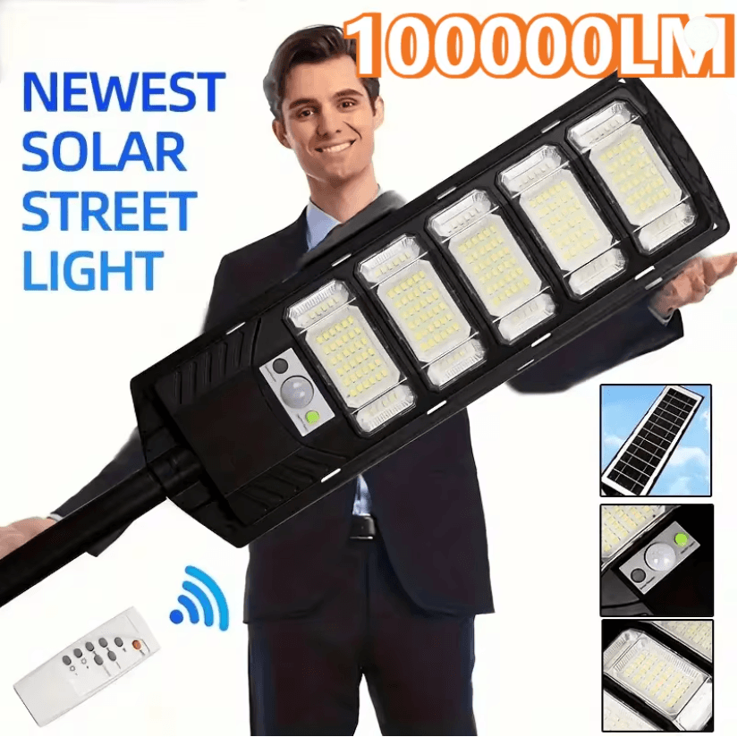 SunVolt 100000 LM Solar Street Light Outdoor Waterproof LED Dusk to Dawn Security Lamp