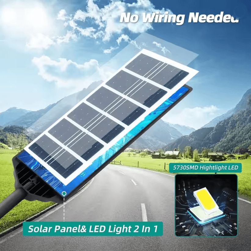 SunVolt 100000 LM Solar Street Light Outdoor Waterproof LED Dusk To Dawn Security Lamp 2