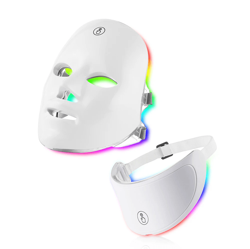 GlowRevive 7 Color LED Facial and Neck Mask Home Light Therapy Device