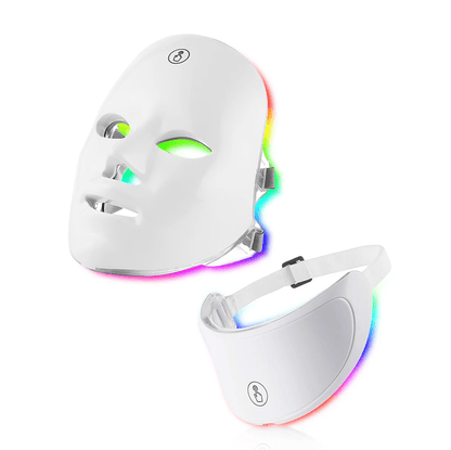 GlowRevive 7 Color LED Facial and Neck Mask Home Light Therapy Device