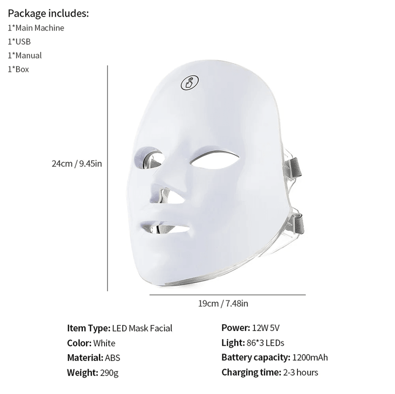 GlowRevive 7 Color LED Facial And Neck Mask Home Light Therapy Device 3
