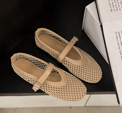 SummerBreeze Fishnet Mary Jane Flats Breathable Round Toe Casual Shoes 3