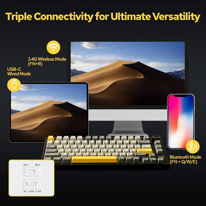 Ajazz AK820Pro Wireless Mechanical Gaming Keyboard  HotSwappable GasketMounted With Customizable Kn 2