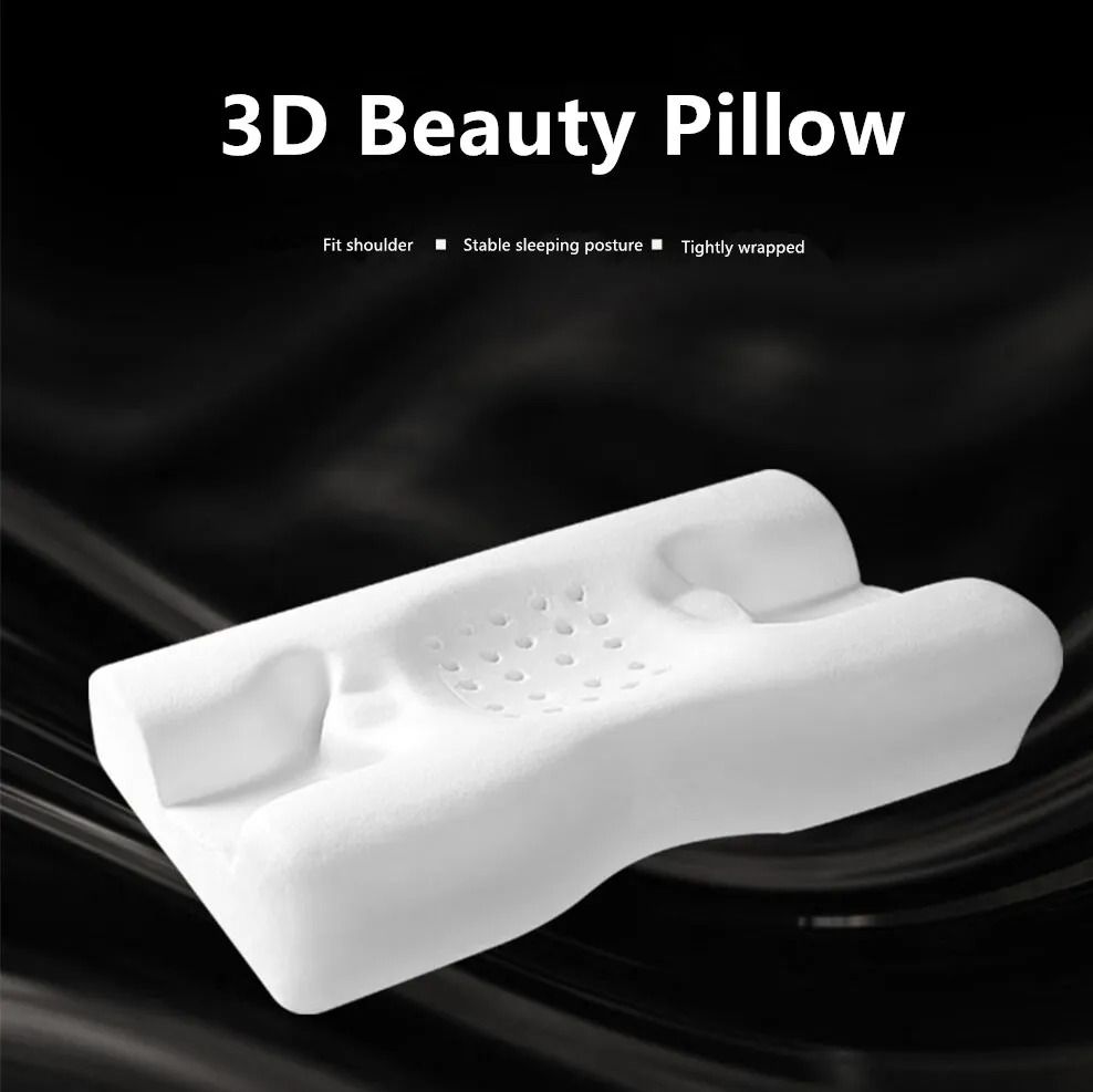 3D Memory Foam Beauty Pillow for Side Sleepers with Anti Wrinkle Design and Cervical Neck Support