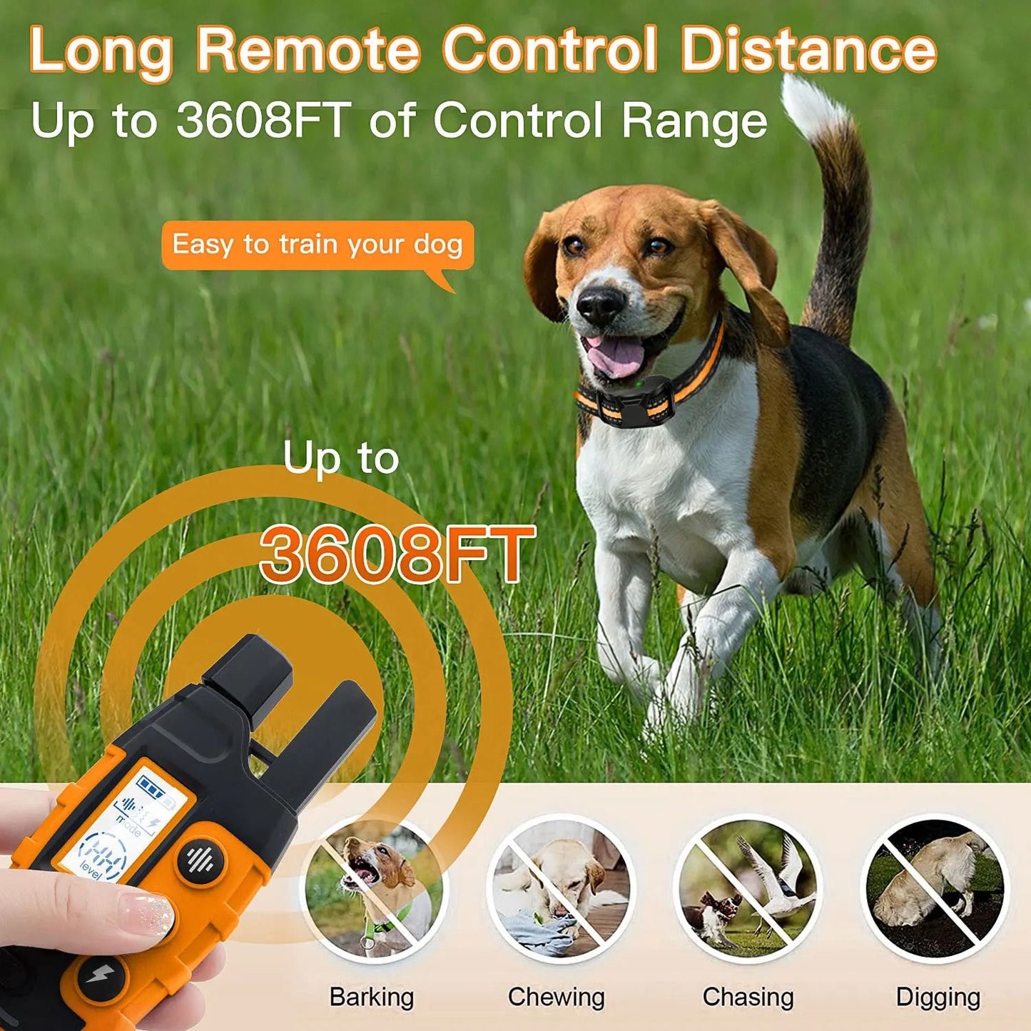 Remote Control Waterproof Dog Training Collar With Shock Vibration And Tone For Small Medium Large  2