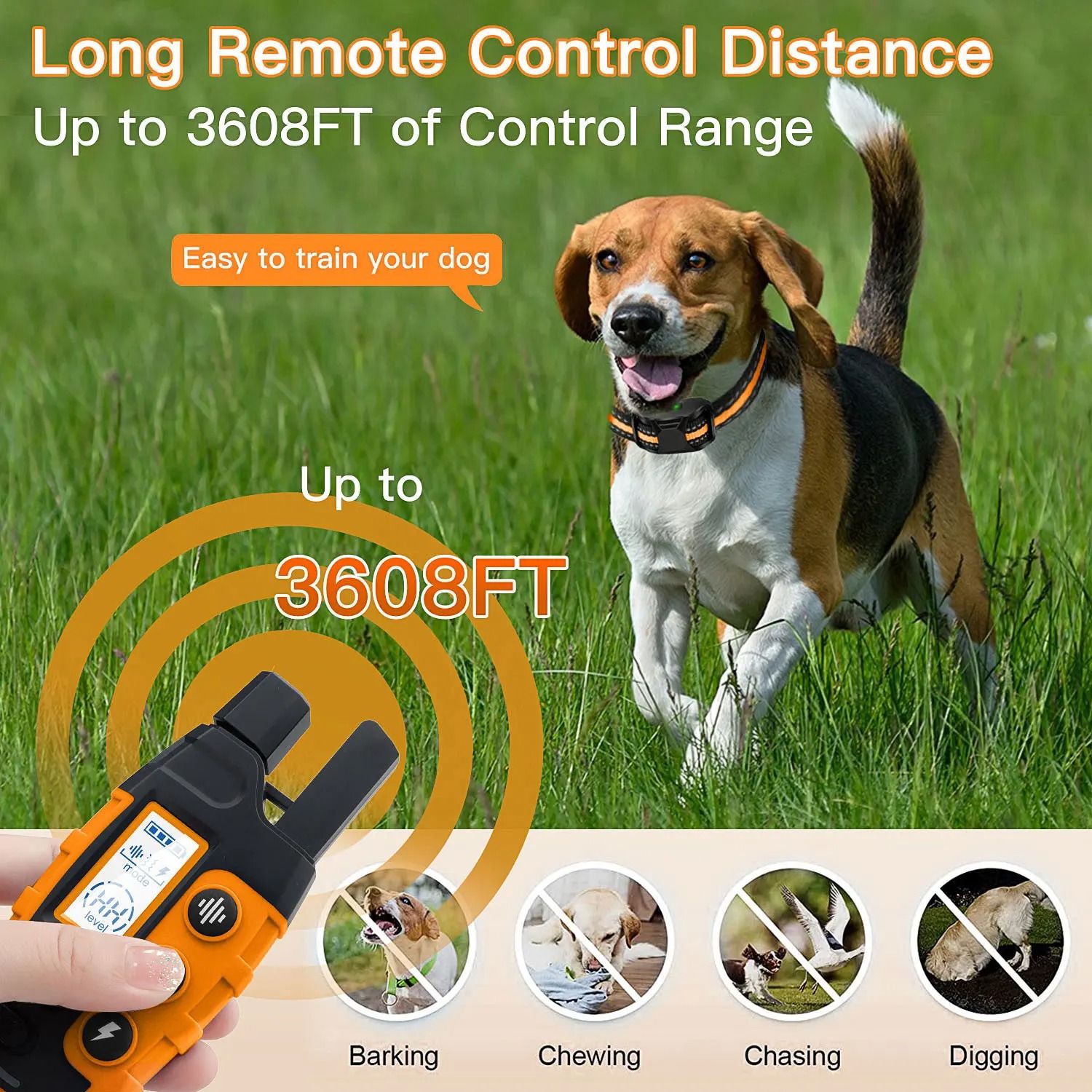 Remote Control Waterproof Dog Training Collar With Shock Vibration And Tone For Small Medium Large  2