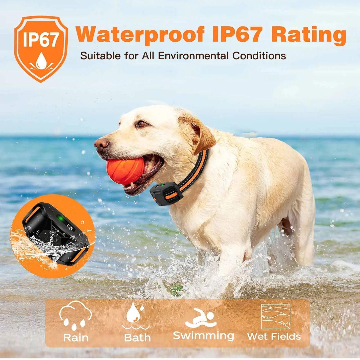 Remote Control Waterproof Dog Training Collar With Shock Vibration And Tone For Small Medium Large  4