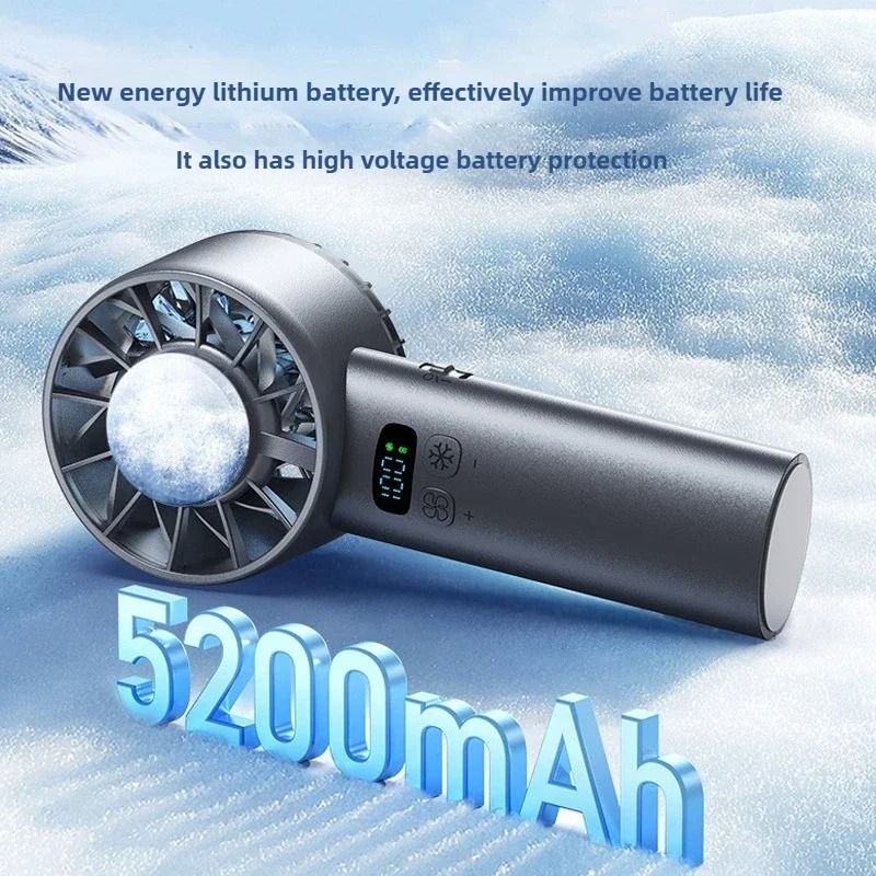 Rechargeable Handheld Cooling Fan With Ice Compress And LED Display For Travel And Outdoor Use 1