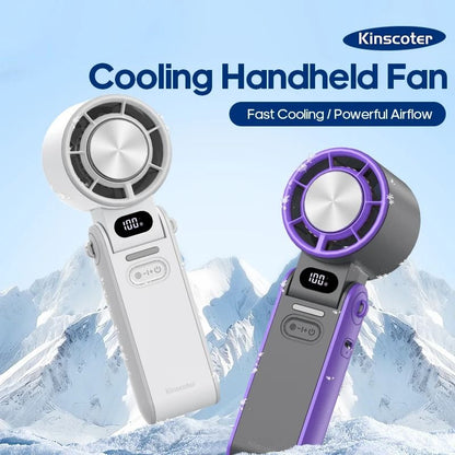 KINSCOTER Foldable Portable Handheld Fan with Rechargeable Battery and Adjustable High Speed Settings