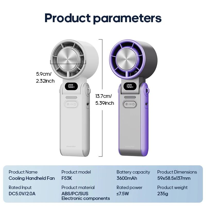 KINSCOTER Foldable Portable Handheld Fan With Rechargeable Battery And Adjustable High Speed Settin 5