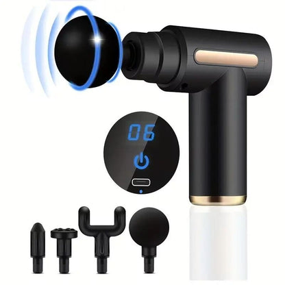 Portable Electric Massage Gun with LED Touch Screen and Replaceable Heads for Deep Muscle Relaxation