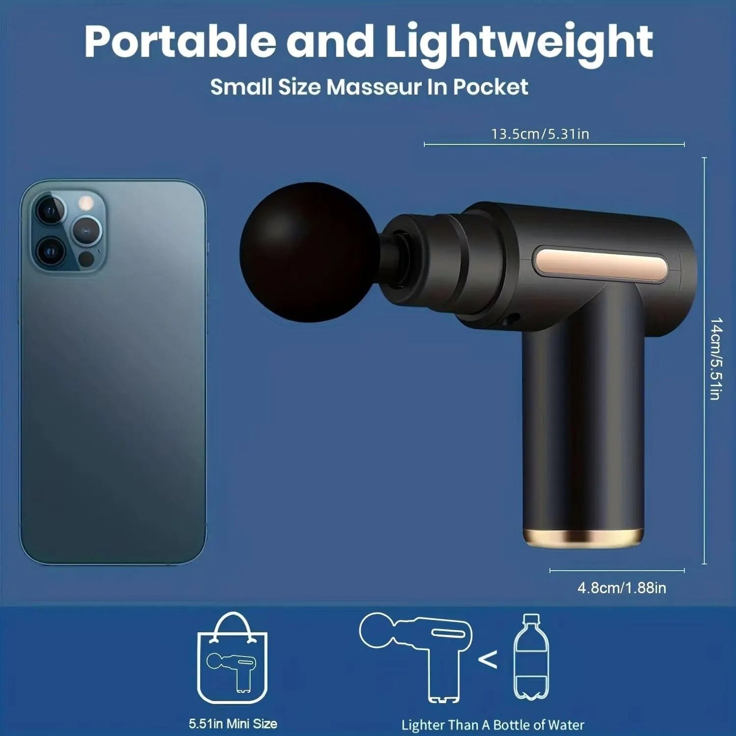 Portable Electric Massage Gun With LED Touch Screen And Replaceable Heads For Deep Muscle Relaxatio 2